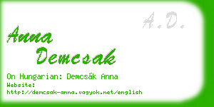 anna demcsak business card