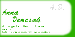 anna demcsak business card